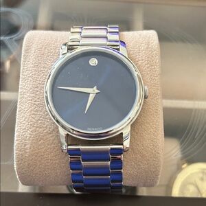 Movado Men's Watch with Blue Dial and Silver Bracelet